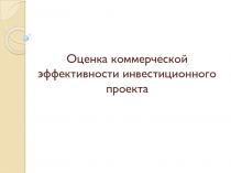 Оценка коммерческой эффективности инвестиционного проекта