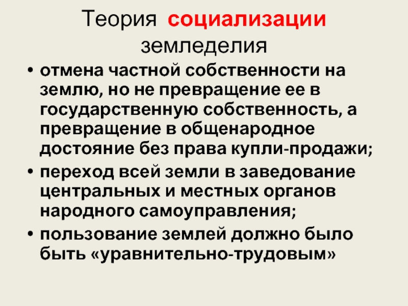 Автором проекта социализации земли был