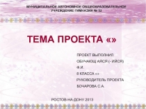 МУНИЦИПАЛЬНОЕ АВТОНОМНОЕ ОБЩЕОБРАЗОВАТЕЛЬНОЕ УЧРЕЖДЕНИЕ ГИМНАЗИЯ № 52
ТЕМА