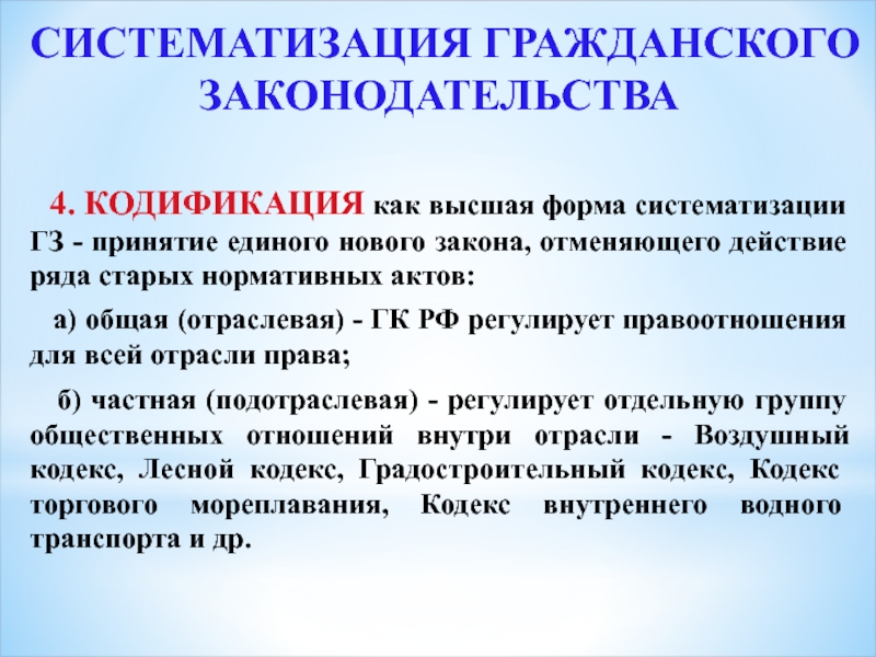 Проблемы систематизации и кодификации административного законодательства презентация