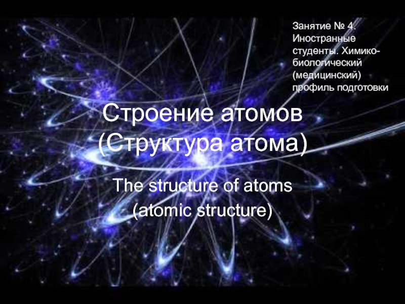 Презентация Строение атомов (Структура атома)