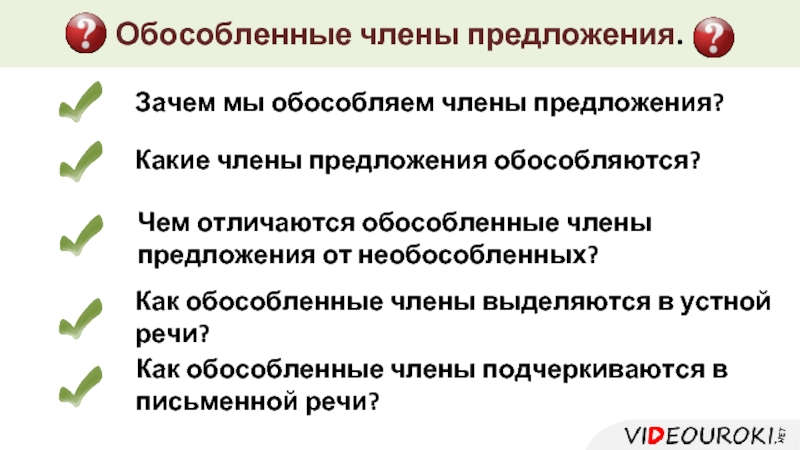 Зачем предложения. Обособленные члены предложения зачем. Зачем мы обособляем члены предложения?. Почему предложения обособляются. Чем отличаются обособленные члены предложения от необособленных.