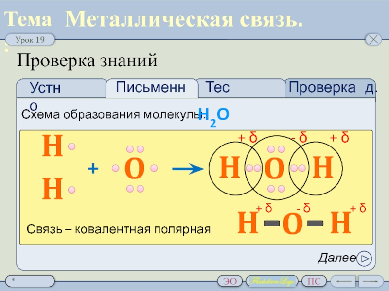 Схема образования связи в h2o