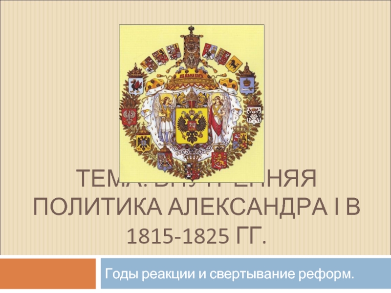 Презентация Внутренняя политика Александра I в 1815-1825 гг
