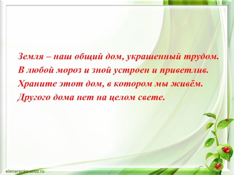 Земля наш общий дом презентация 5 класс биология