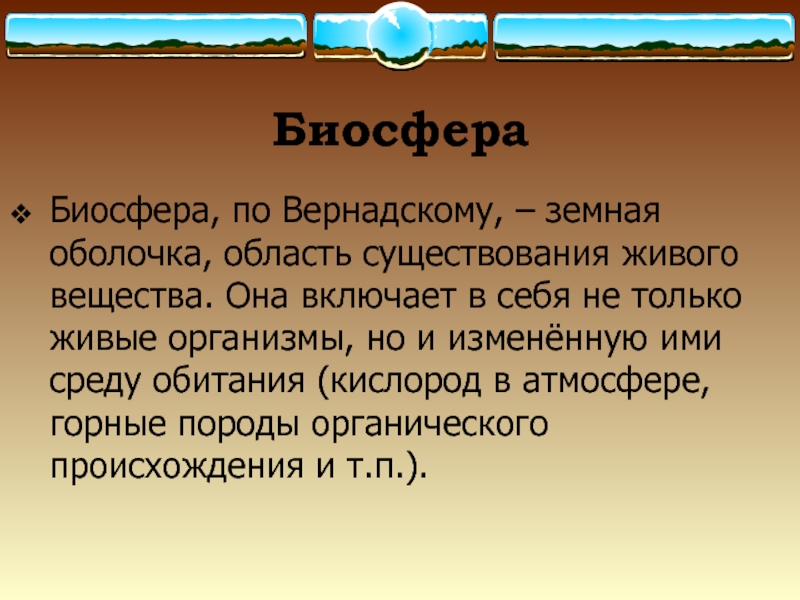 Доклад Биосфера Земная Оболочка