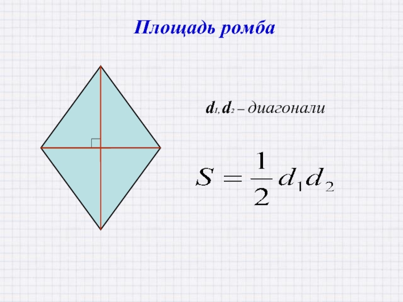 d1, d2 – диагоналиПлощадь ромба