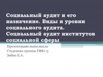 Социальный аудит и его назначение. Виды и уровни социального аудита. Социальный