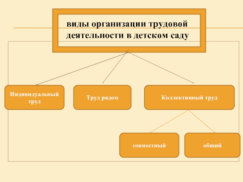 Индивидуальный труд. Виды организации трудовой деятельности. Формы трудовой деятельности дошкольников. Виды коллективного труда в детском саду. Виды трудовой деятельности в детском саду.