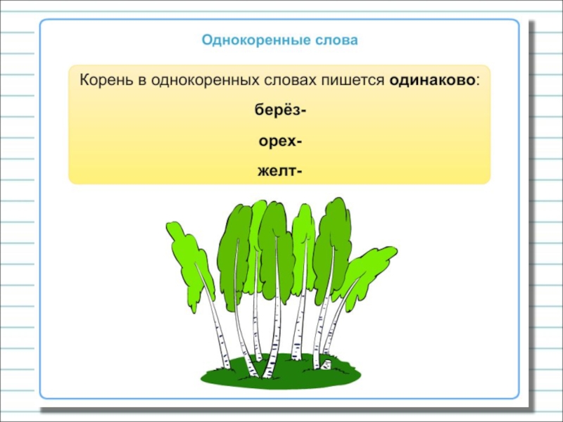 Однокоренные слова тех карта 2 класс