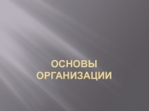 Основы организации