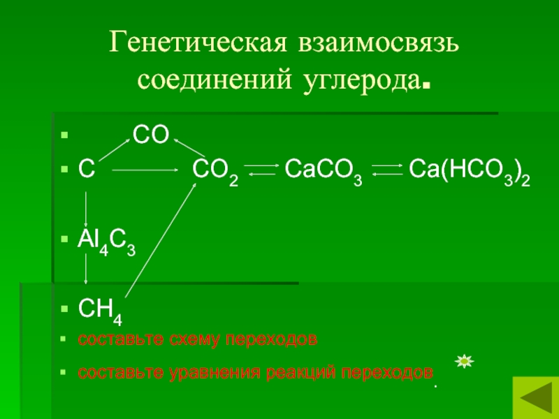 Осуществите превращения со2 сасо3. Соединения углерода. Углеродные соединения. Соединения углерода взаимоотношения. Углерод и его соединения.