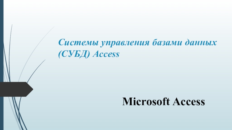 Реферат: Система управления базами данных Microsoft Access