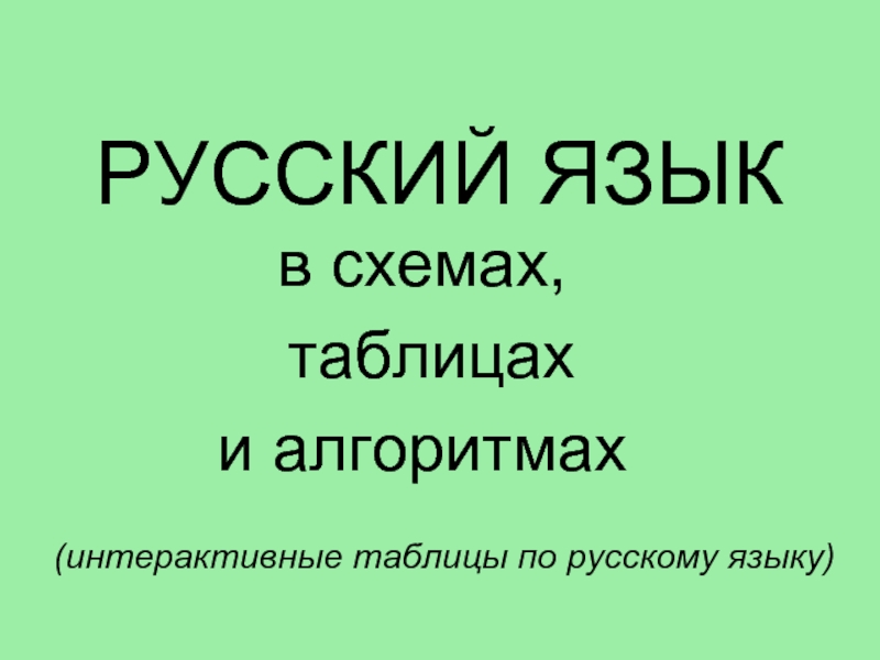 Презентация Русский язык в схемах, таблицах и алгоритмах (интерактивные таблицы по русскому языку)