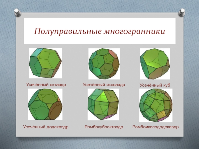 Правильные и полуправильные многогранники презентация