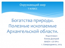 Богатства природы. Полезные ископаемые Архангельской области