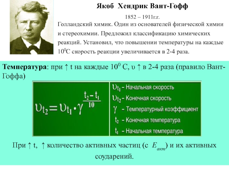 Вант гоффа скорость химической реакции