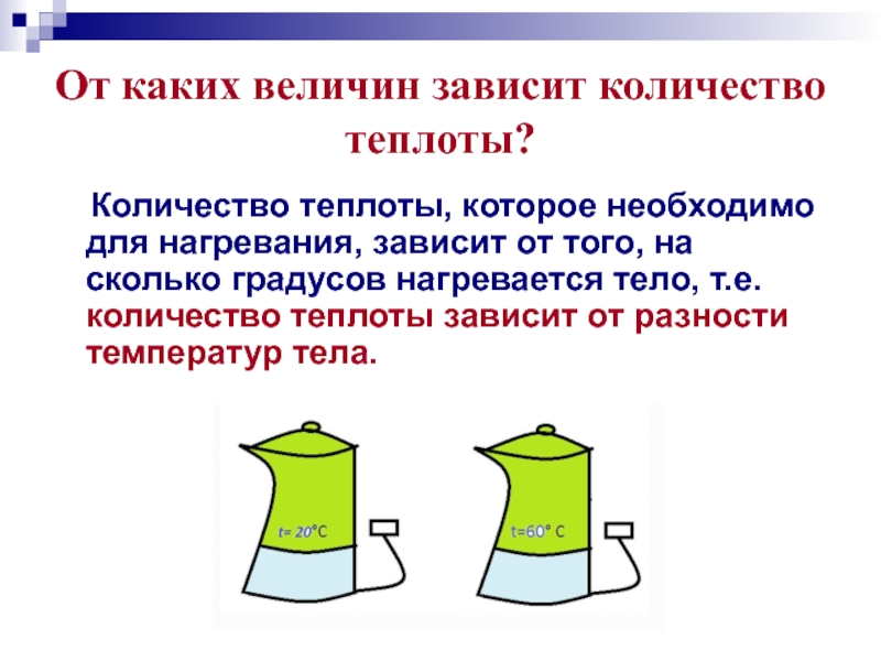 Количество теплоты зависит от. Единицы количества теплоты. Количество теплоты зависит. От чего зависит количество теплоты. Количество теплоты которое необходимо для нагревания тела зависит от.