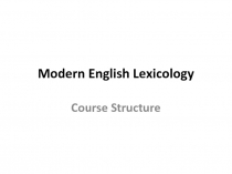 Modern English Lexicology