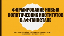Формирование новых политических институтов в афганистане