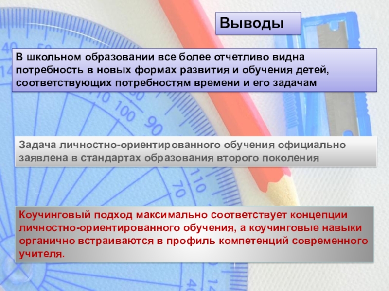 ВыводыВ школьном образовании все более отчетливо видна потребность в новых формах развития и обучения детей, соответствующих потребностям