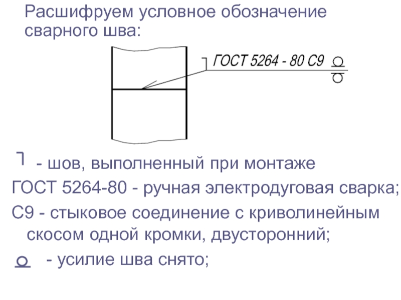 Обозначение на чертеже сварных швов по гост 5264