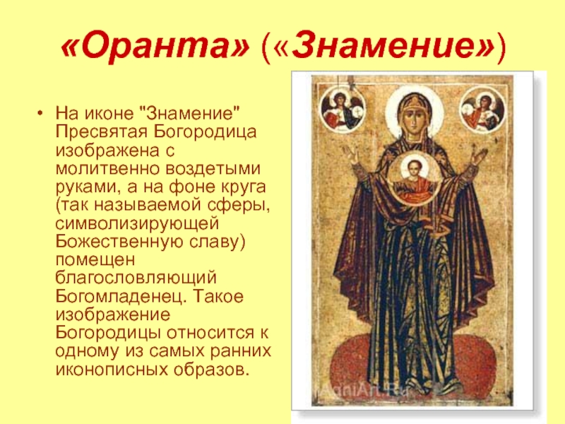 «Оранта» («Знамение»)На иконе 