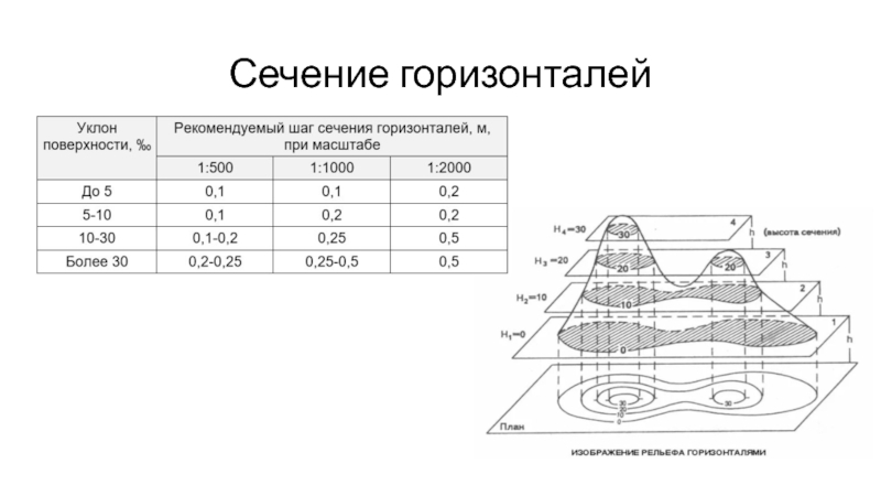 Свойства горизонталей