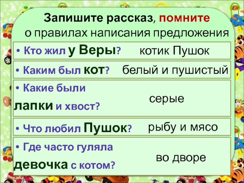 Верю какое время. Пушистый кот предложение. Изложение Пушок 2 класс презентация. У веры жил кот Пушок. У веры жил кот Пушок диктант.