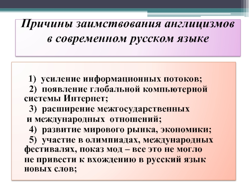 Англицизмы в современном русском языке презентация