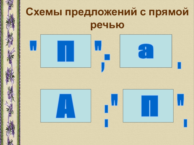 Схемы предложений с прямой