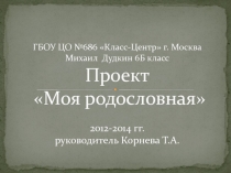 ГБОУ ЦО №686 Класс-Центр г. Москва Михаил Дудкин 6Б класс Проект Моя