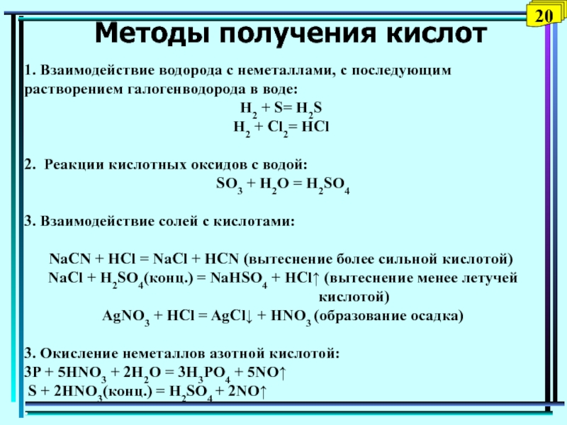 Водород взаимодействует с основаниями. Галогенводород. Кислотные свойства галогенводородов.