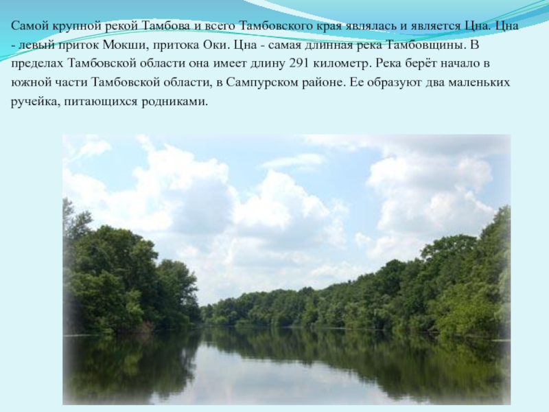 Край являться. Река Цна Тамбовской области информация. Проект реки Тамбовской области. Река Цна приток Оки. Реки Тамбовской области доклад.