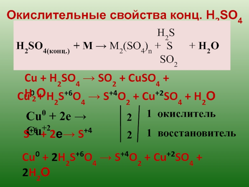 Cu oh 2 h2so4 конц