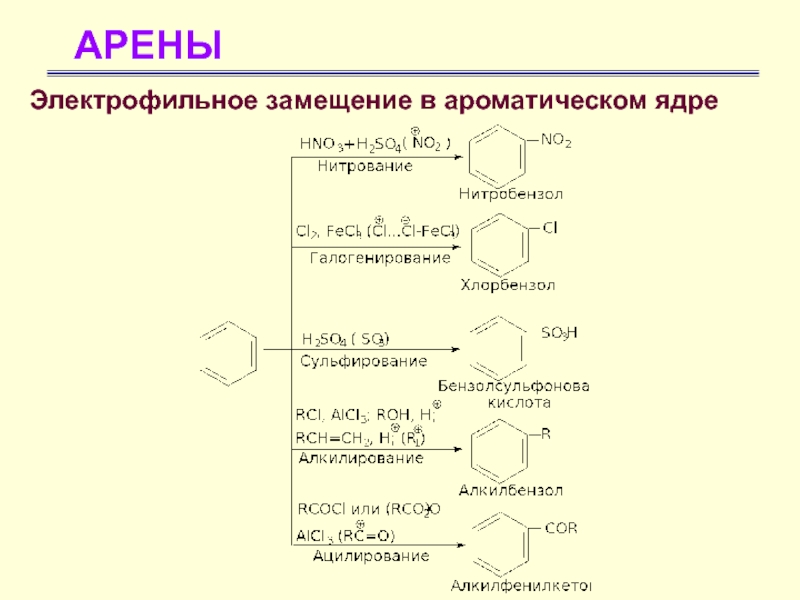 Схема электрофильного замещения