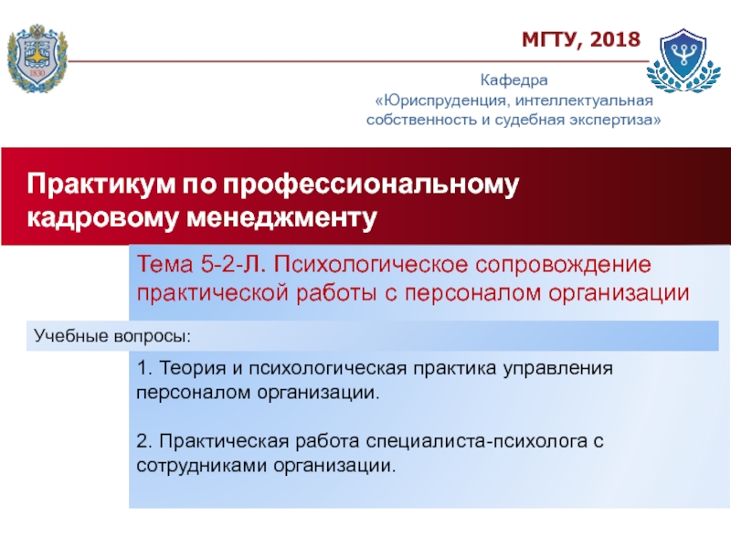 Практикум по профессиональному кадровому менеджменту
Тема 5-2-Л