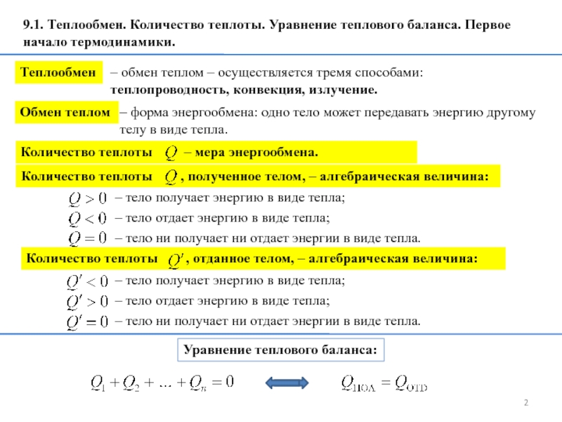 Количество теплоты уравнение теплового баланса презентация 10 класс