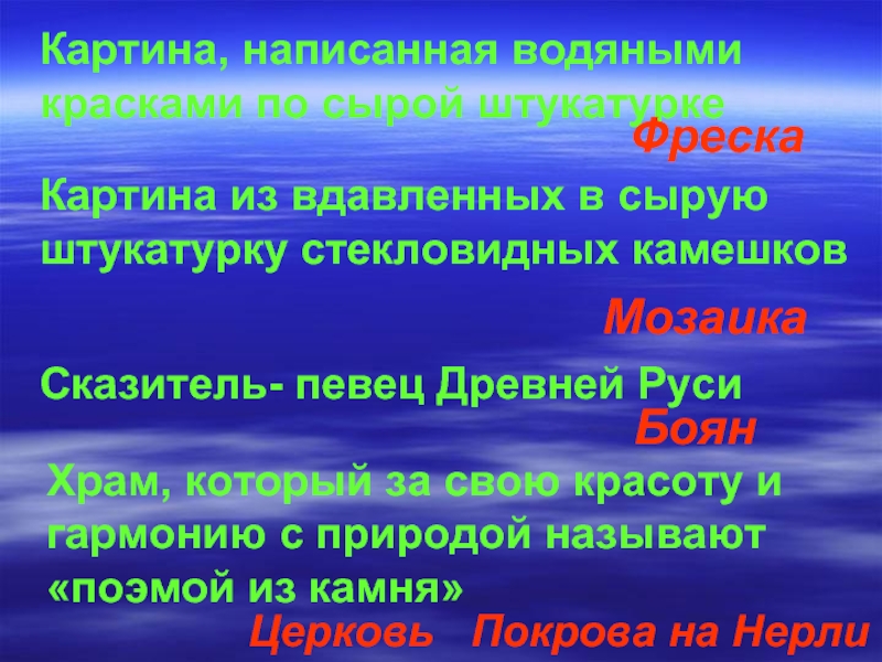 Как называется картина написанная водяными красками по сырой штукатурке