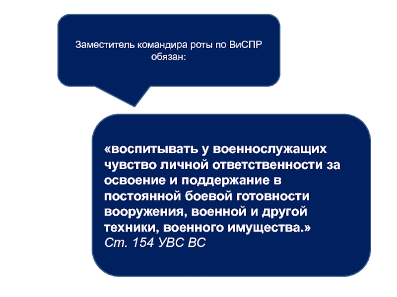 Командир роты обязан. Ответственность за осваивание. ВИСПР расшифровеа.