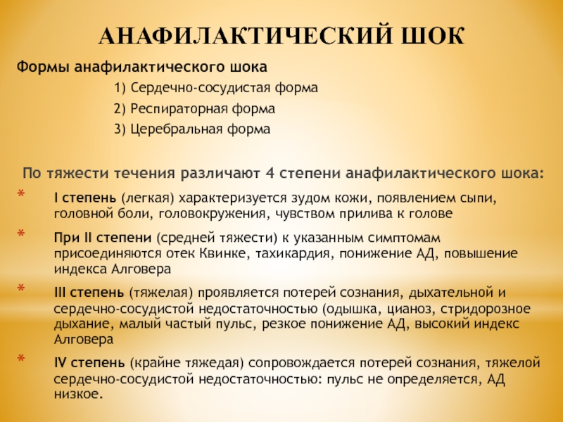 Давление при анафилактическом шоке