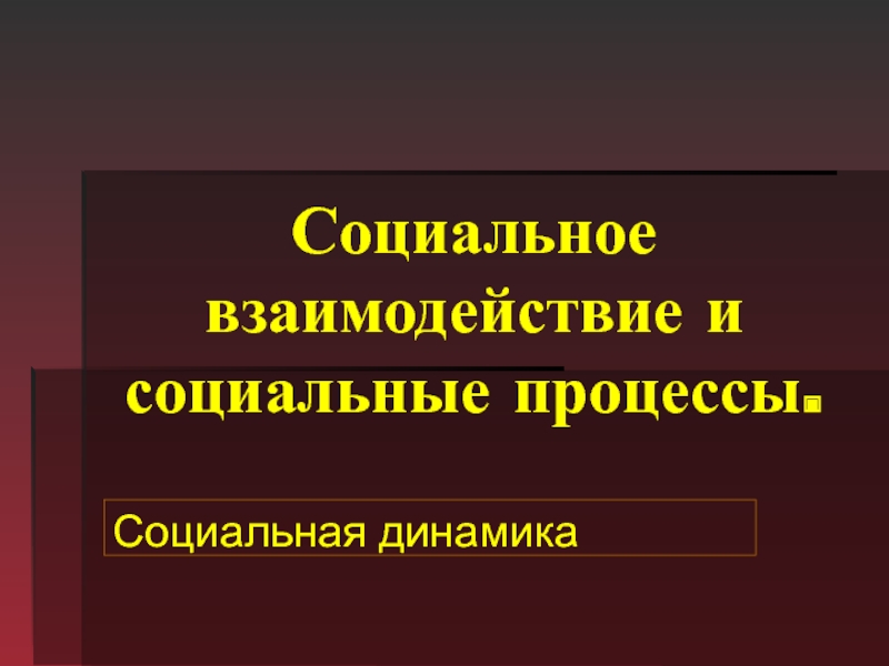 Социальное взаимодействие и социальные процессы. Социальная динамика