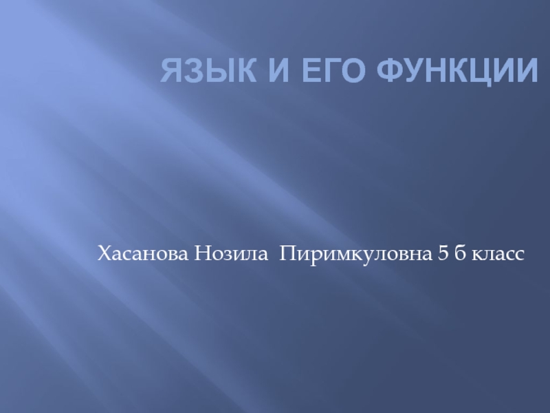 Язык и его Функции