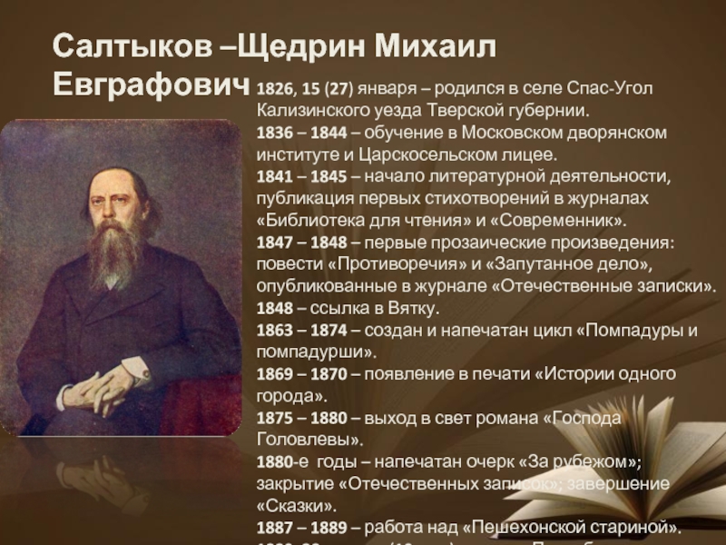 России главное произведение. Литературная визитка Салтыкова Щедрина. Салтыков Щедрин 1844.