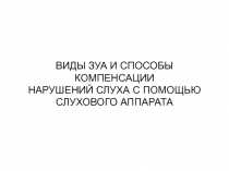 ВИДЫ ЗУА И СПОСОБЫ КОМПЕНСАЦИИ НАРУШЕНИЙ СЛУХА С ПОМОЩЬЮ СЛУХОВОГО АППАРАТА
