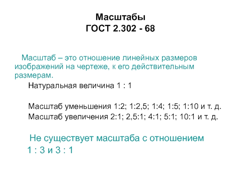 Стандартные масштабы для чертежей