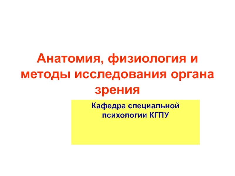 Анатомия, физиология и методы исследования органа зрения