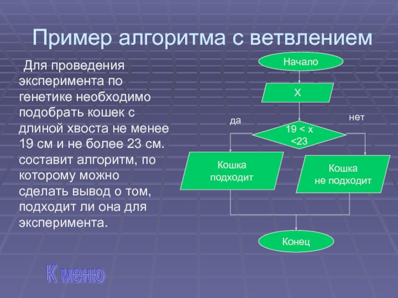 Образец алгоритма работы