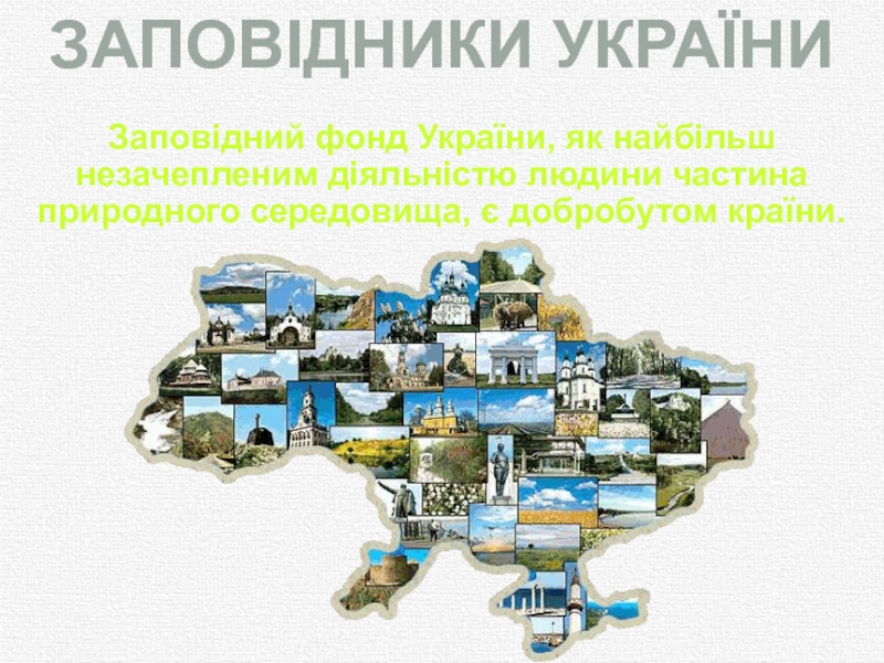 Заповідний фонд України, як найбільш незачепленим діяльністю людини частина
