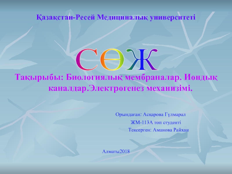 Презентация Қазақстан-Ресей Медициналық университеті